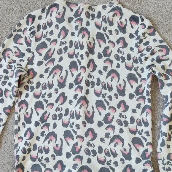VGUC J. Crew off-white, grey, and pink animal print button front cardigan - Picture 6 of 6